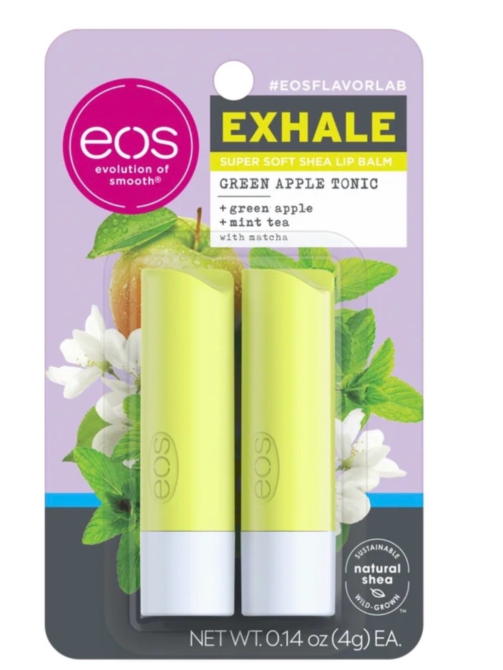 New eos flavorlab Lip Balm Stick - Exhale | Green Apple Tonic